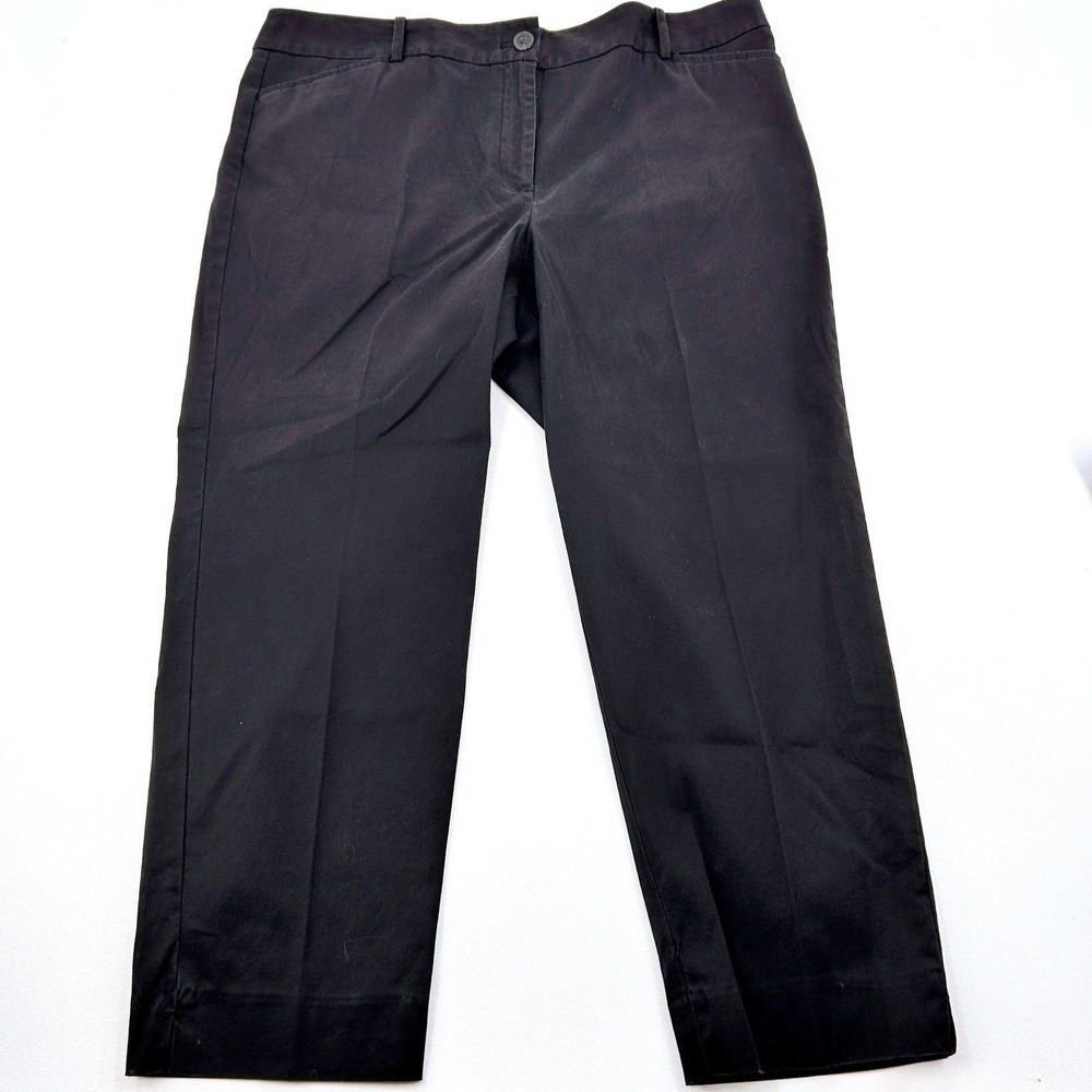 Talbots The Perfect Crop Pants Womens 16 Black Cotton Stretch Straight Leg